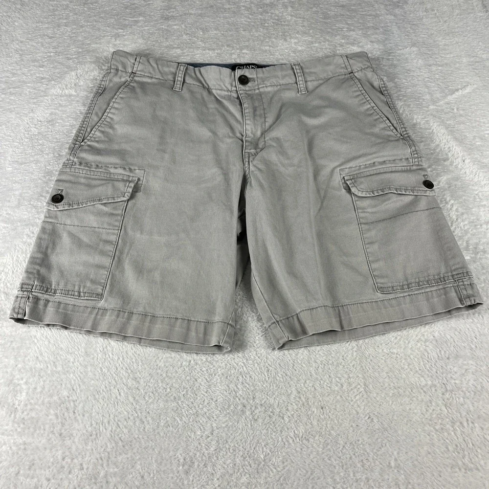 Chaps Cargo Shorts Men's 36 Gray Stretch Cotton Casual Outdoor Pocket